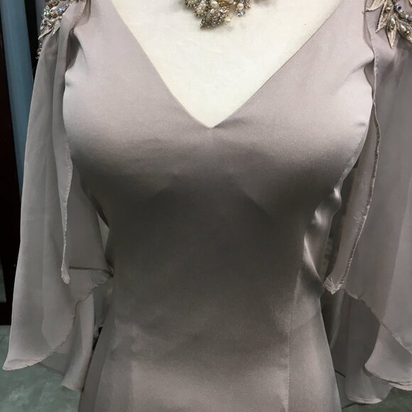 SAMPLE Mother of the Bride/Groom Elegant Formal Batwing Flutter Sleeve Dress - Picture 14 of 16